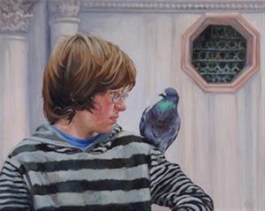 Junge mit Vogel